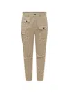 Dsquared2 Cargo Cotton Trouser With Pockets In Neutral