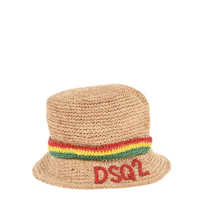 Dsquared2 Men Beige Woven Bucket Hat In Nude
