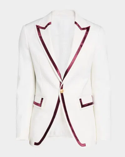 Dsquared2 Men's Berlin Velvet-trim Peak Lapel Evening Blazer In White