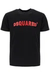 Dsquared2 Black Crewneck T-shirt With Contrasting Print At The Front