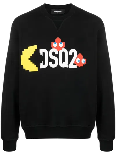 DSQUARED2 MEN BLACK CREW NECK SWEATSHIRT