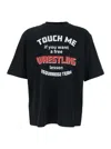 Dsquared2 Men Black Crewneck T-shirt With Print On The Front In Cotton Man In Animal Print