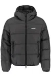 DSQUARED2 MEN'S BLACK HOODED PUFFER JACKET WITH QUILTED RIPSTOP NYLON