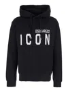 Dsquared2 Men Black Hoodie With Logo Print On The Front In Cotton Man In Black