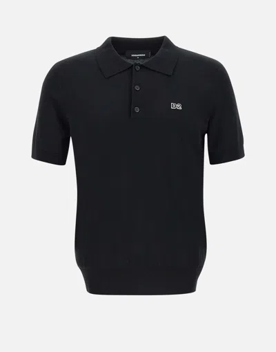 Dsquared2 Men's Black Knit Polo Shirt