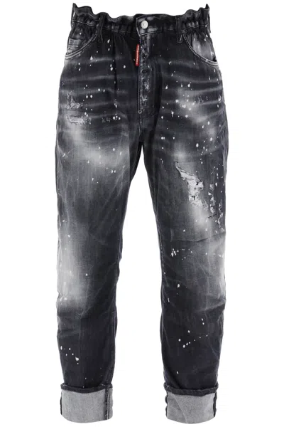 Dsquared2 Men's Black Ripped Denim Jeans With Paint Splatters And Distressed Details