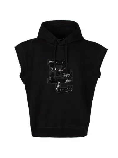 Dsquared2 Sequin-logo Cotton Hoodie In Black