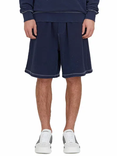 Dsquared2 Men's Blue Cotton Relax Fit Bermuda Shorts For Ss24 In Navy