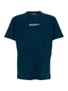 Dsquared2 Men Blue Crewneck T-shirt With Logo Lettering On The Front In Cotton Man In Animal Print