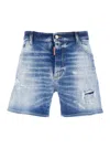 Dsquared2 Men Blue Jeans With Distressed Effect And Logo Patch On The Back In Denim Man In Blue
