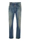 Dsquared2 Blue Jeans With Logo Patch On The Rear And Distressed Effect In Denim Man In Blue