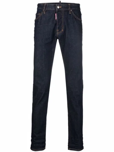 Dsquared2 Blue Slim Mid Rise Jeans In Black