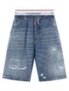 Dsquared2 Surfer Denim Bermuda Shorts Five Pockets In Blue