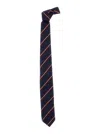 Dsquared2 Men Blue Tie With All-over Striped Motif In Silk Man In Blue