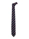 Dsquared2 Men Blue Tie With All-over Striped Motif In Silk Man In Blue