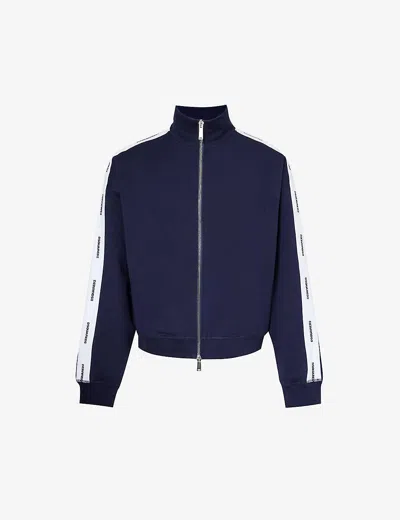Dsquared2 Mens Blue Navy Logo-tape Cotton-jersey Jacket