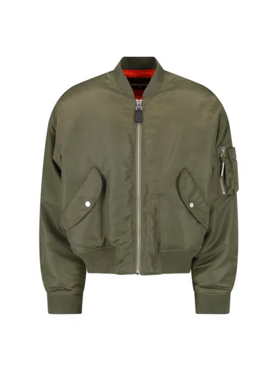 Dsquared2 Cropped Boxy Blue Bomber Jacket With Padded Details In Green