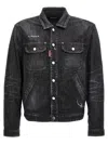Dsquared2 'boxy Denim Jacket With Distressing' In Black