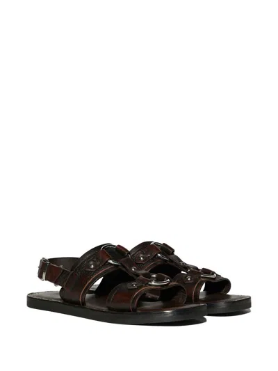 Dsquared2 Men's Brown Leather Flat Sandals For Ss23