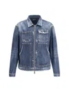 Dsquared2 Distressed Denim Carpenter Jacket Pockets In Multicolor