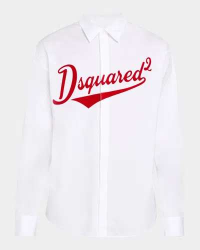 Dsquared2 Men's College Button-down Shirt In White