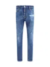 Dsquared2 Blue Jeans With Ripped Details And Logo Patch On The Rear