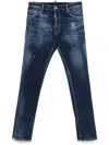 Dsquared2 Slim Fit Distressed Blue Denim Jeans With Paint Splatters In Multicolor