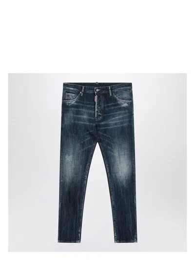 DSQUARED2 MEN'S COOL GUY NAVY BLUE WASHED JEANS