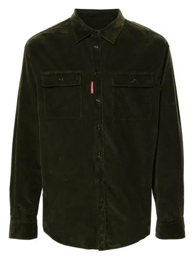 Dsquared2 Long-sleeved Corduroy Shirt In Black