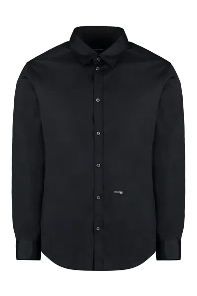 Dsquared2 Men's Cotton Black Shirt With Classic Collar And Buttoned Front Fastening