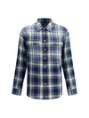 Dsquared2 Checked Pattern Shirt With Pockets And Collar In Blue