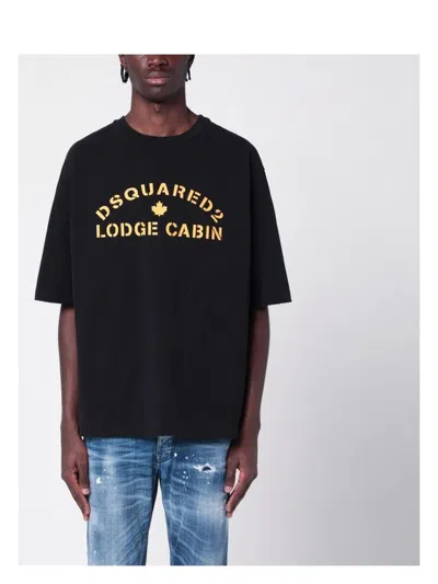 Dsquared2 Logo Graphic Crew Neck Relaxed Fit T-shirt In Black