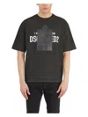 Dsquared2 Loose Fit Black T-shirt With Spray-dyed Finish And Bold Print