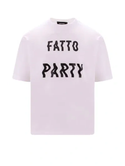 Dsquared2 Men's Cotton Text Printed T Shirt In White