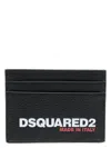 Dsquared2 Textured Leather Card Holder With Printed Logo In Black