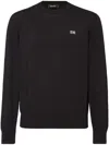 Dsquared2 Classic Black Crew-neck Sweater With Ribbed Cuffs In Multicolor