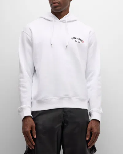Dsquared2 White Cotton Hoodie With Embroidered Logo