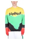 Dsquared2 Tie-dye Crew-neck Sweatshirt With Logo Print In Multicolour