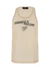 Dsquared2 D2 X Magliano Beige Sleeveless Top With Logo Lettering On The Front In Cotton Man In Multi