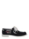 Dsquared2 D2 X Magliano Black Loafers With Logo Patch On The Side And Front Laces In Cotton Man In Animal Print