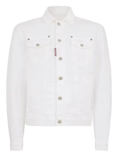 Dsquared2 Buttoned Denim Jacket In White