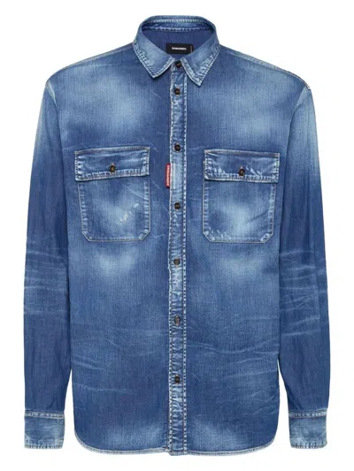 Dsquared2 Men's Dark Wash Denim Shirt