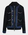 Dsquared2 Chain-trimmed Tweed Jacket In Blue