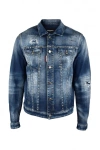 Dsquared2 Paint Splatter Printed Distressed Denim Jacket In Blue