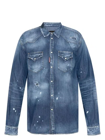 DSQUARED2 MEN'S DENIM SHIRT