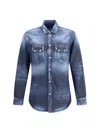 Dsquared2 Denim Shirt With Button-down Collar And Two Pockets In Blue