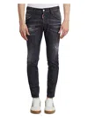 Dsquared2 Cool Gut Black Jeans With Belt Loops And Faded Effect In Denim Man In Grey