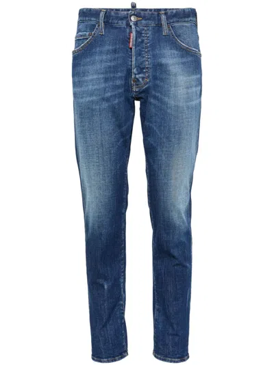 DSQUARED2 MEN'S DENIM SKINNY JEANS, FADED EFFECT