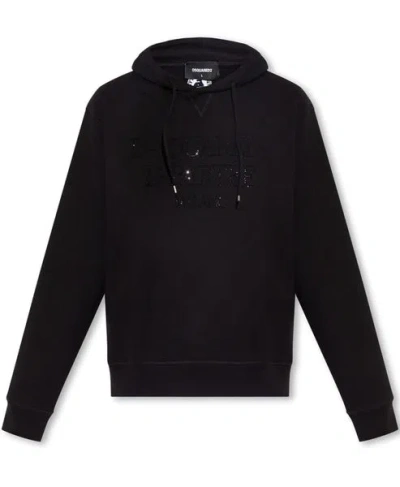 Dsquared2 Men's Cotton Drawstring Hoodie In Black