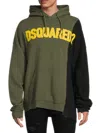 Dsquared2 Logo-patched Patchwork Drawstring Hoodie In Green